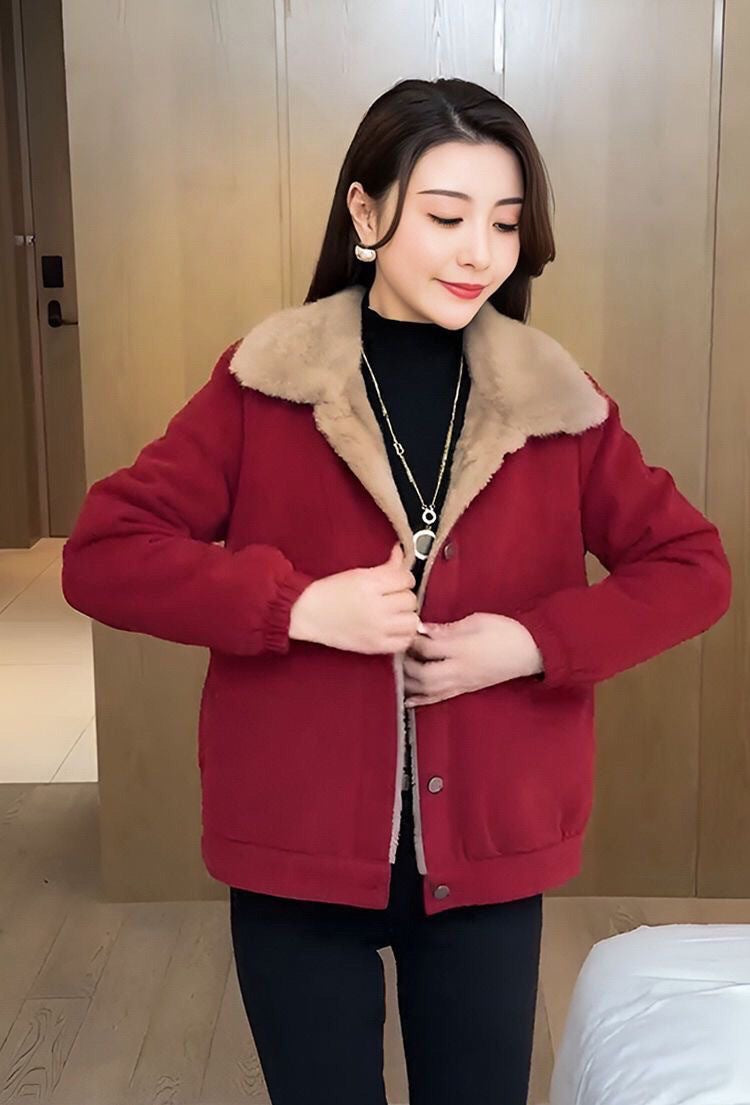 Corduroy Fleece-lined Jacket For Women