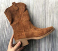 Pointed Suede Denim Boots