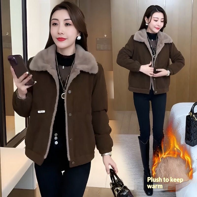 Corduroy Fleece-lined Jacket For Women