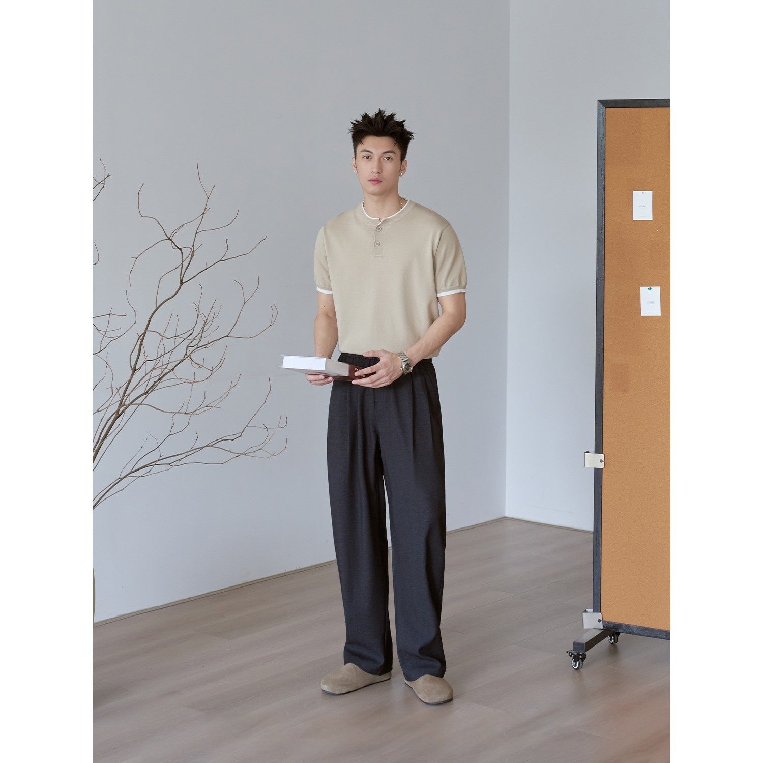 Mens Wide Leg Relaxed Fit Pants