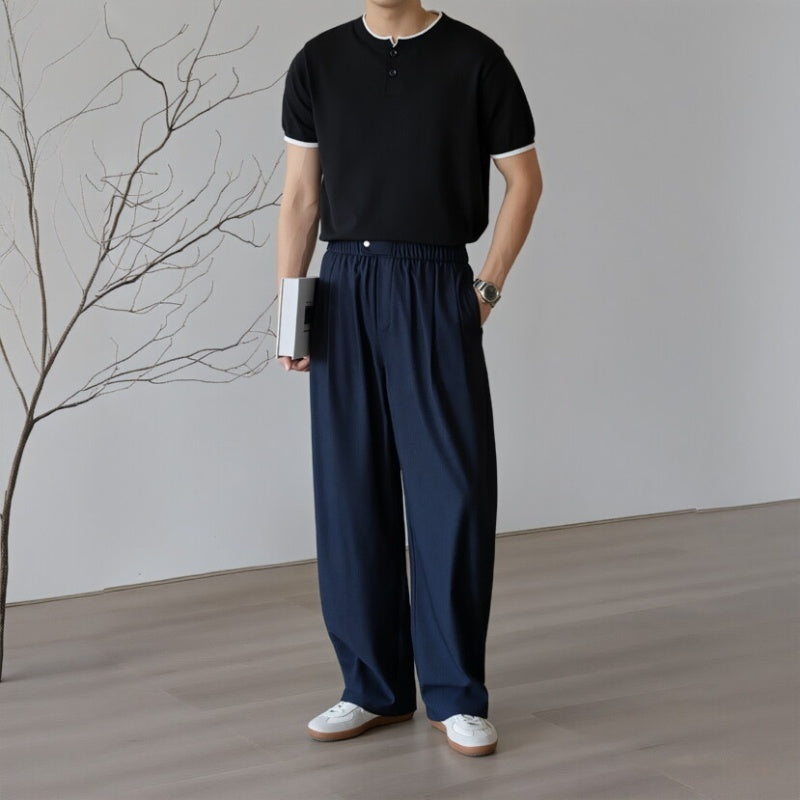 Mens Wide Leg Relaxed Fit Pants