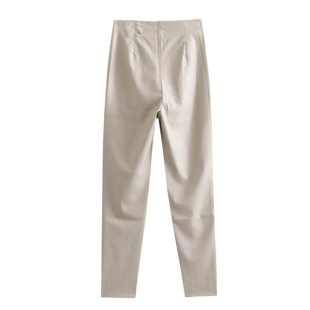 High Waist Slimming Leather Pants Women