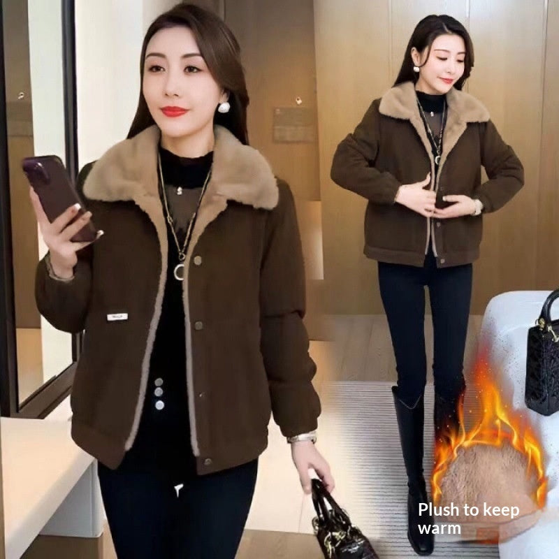 Corduroy Fleece-lined Jacket For Women