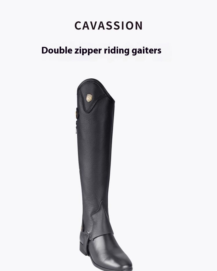 Cowhide Equestrian Riding Leg Guard Boots