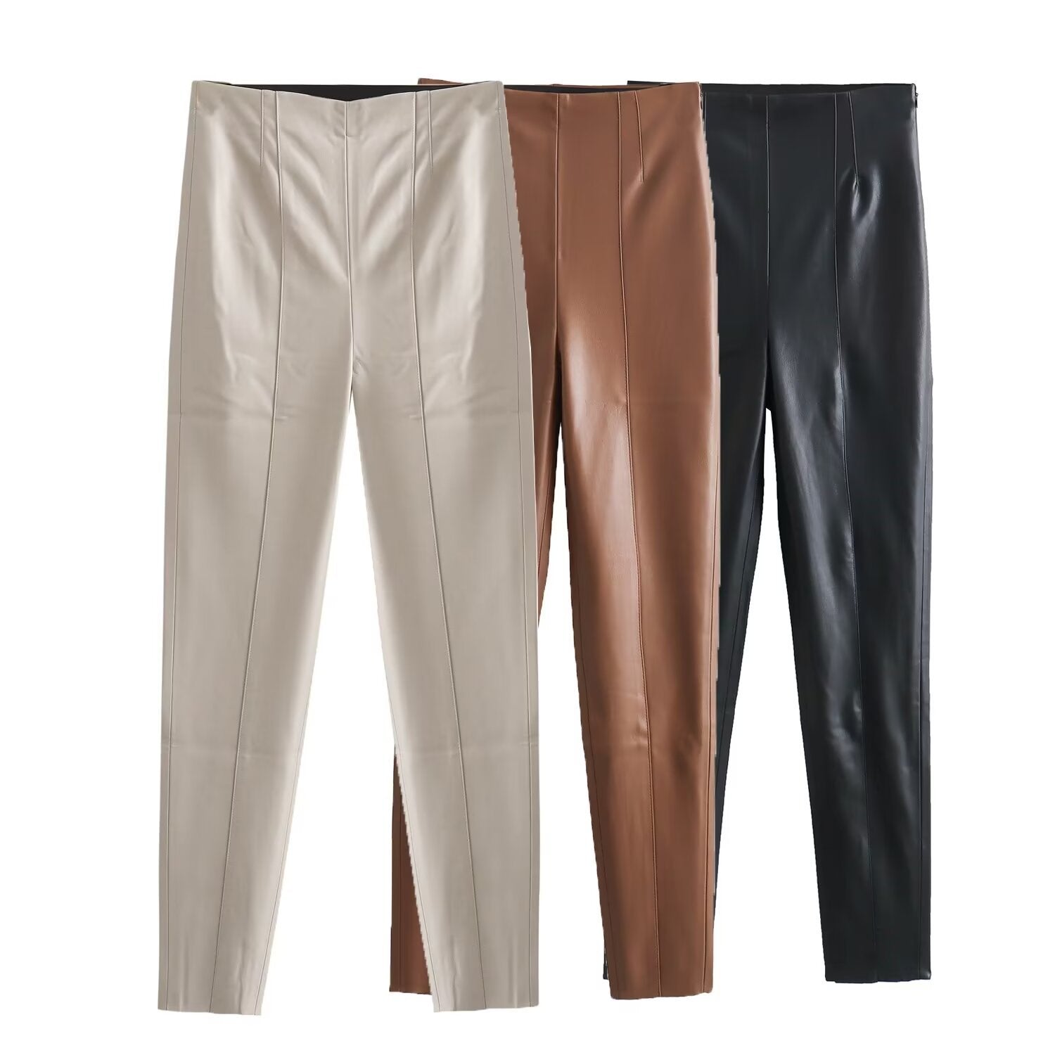 High Waist Slimming Leather Pants Women