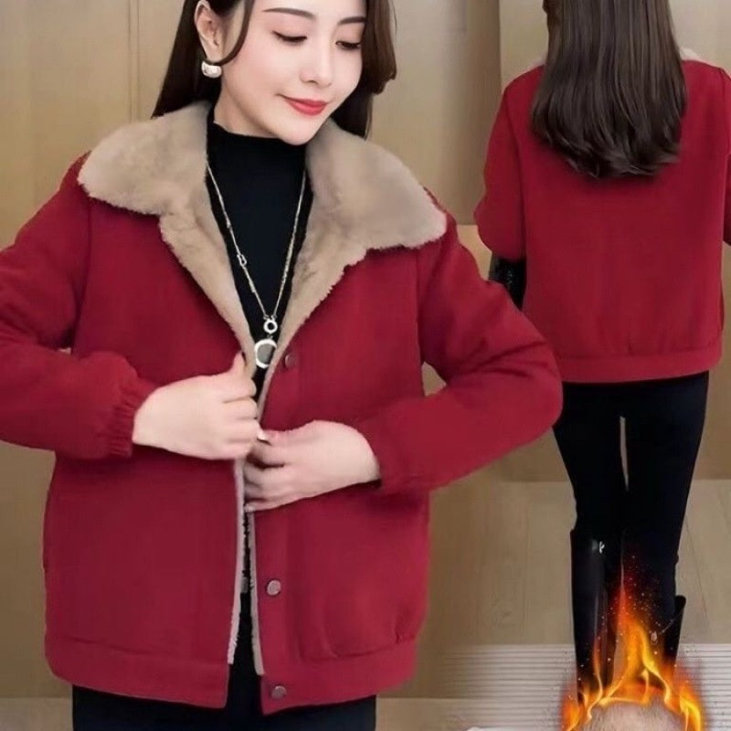 Corduroy Fleece-lined Jacket For Women